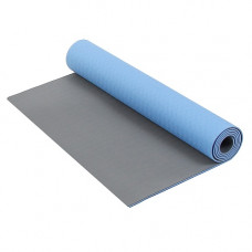 Коврик для фитнеса и йоги Larsen TPE 4мм, двухцветный Синий-Серый 