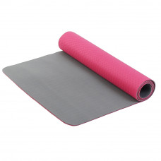 Коврик для фитнеса и йоги Larsen TPE 4мм, двухцветный Розовый-Серый