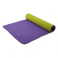 Коврик для фитнеса и йоги Larsen TPE 4мм, двухцветный Фиолетовый-Зеленый