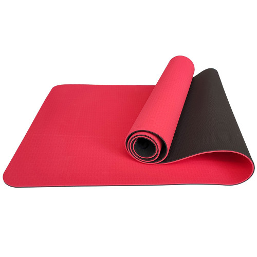 Мат для йоги двухцветный TPE, 6мм, Красный-Черный