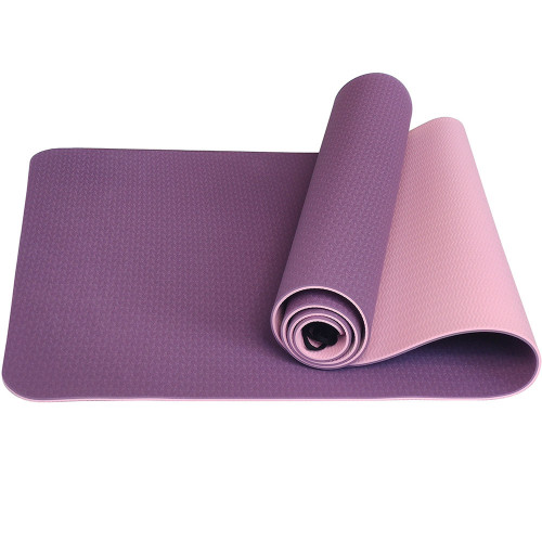 Мат для йоги двухцветный TPE, 6мм, Фиолетовый-Розовый