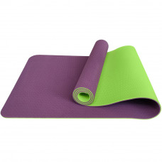 Мат для йоги TPE 6мм Фиолетовый-Салатовый