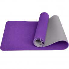 Мат для йоги двухцветный TPE, 6мм, Фиолетово-Серый
