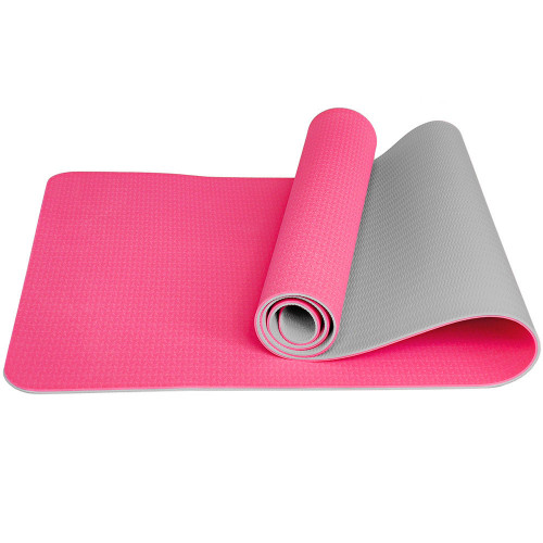 Мат для йоги TPE 6мм Розово-Серый