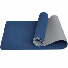 Мат для йоги двухцветный TPE, 6мм, Синий-Серый