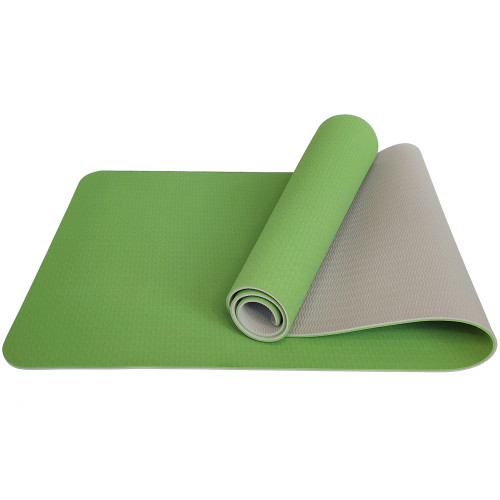 Мат для йоги TPE 6мм Зеленый-Серый